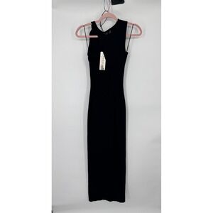 NWT Summer Haus Maxi Bodycon Dress Women's Large Black Crew Neck Classic Party